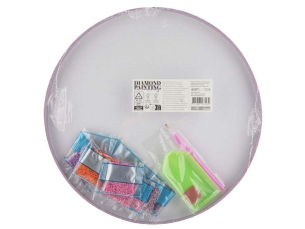 Kreativní sada diamantové malování mandala - květina fialová na kulatém plátně 30cm