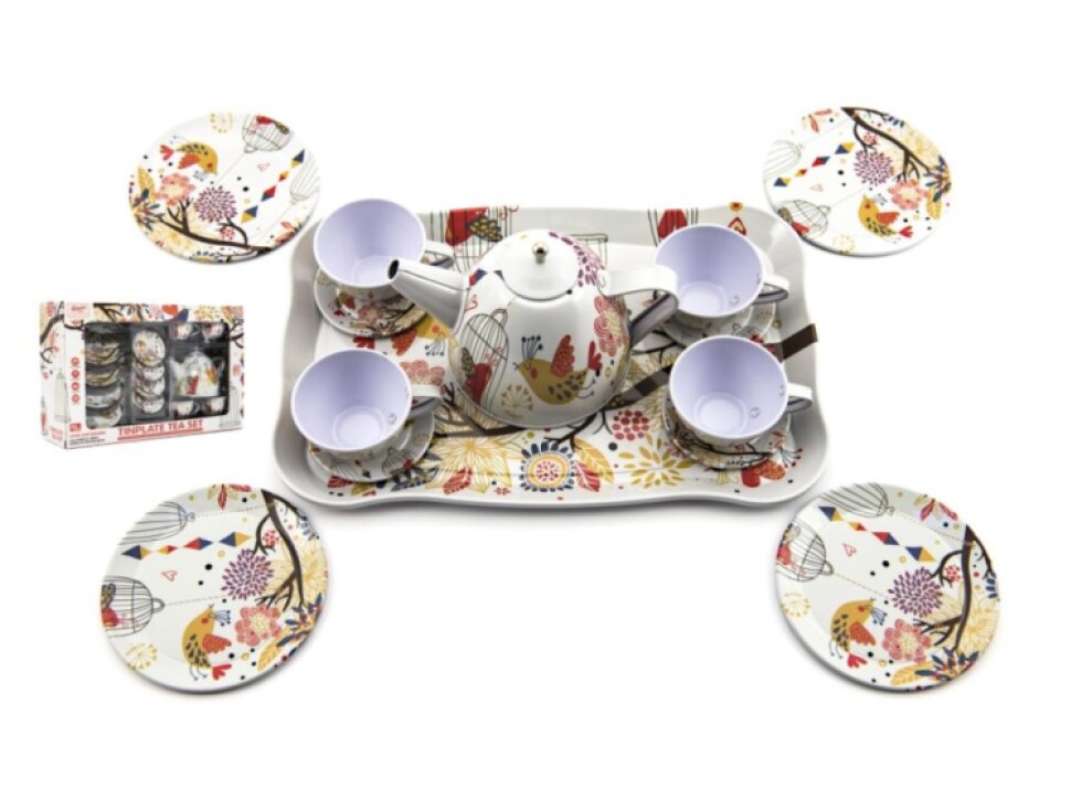 Nádobí do dětské kuchyňky - Čajová sada nádobí plechové 15ks