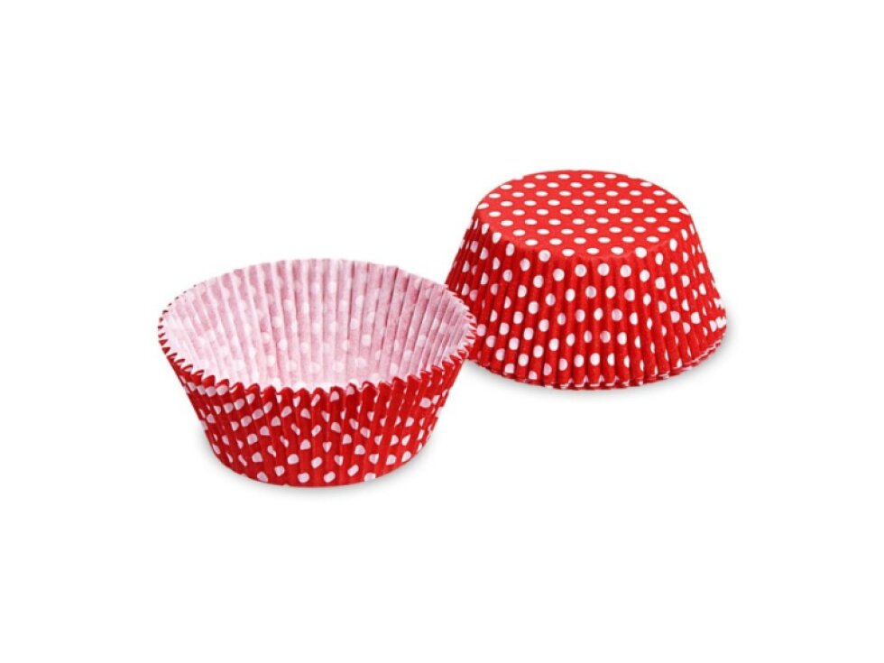 Cukrářské košíčky - červené s puntíky - 50x30 mm - 40 ks