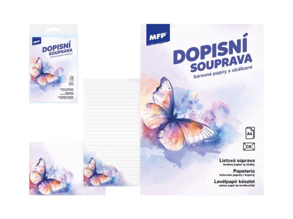 Dopisní papír barevný LUX 5+10 - Motýl