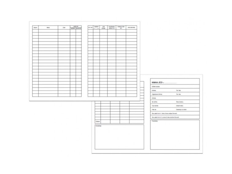 Kniha jízd firemního a osobního vozidla A5
