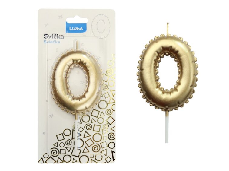 Svíčka č. 0 balónek ZLATÝ