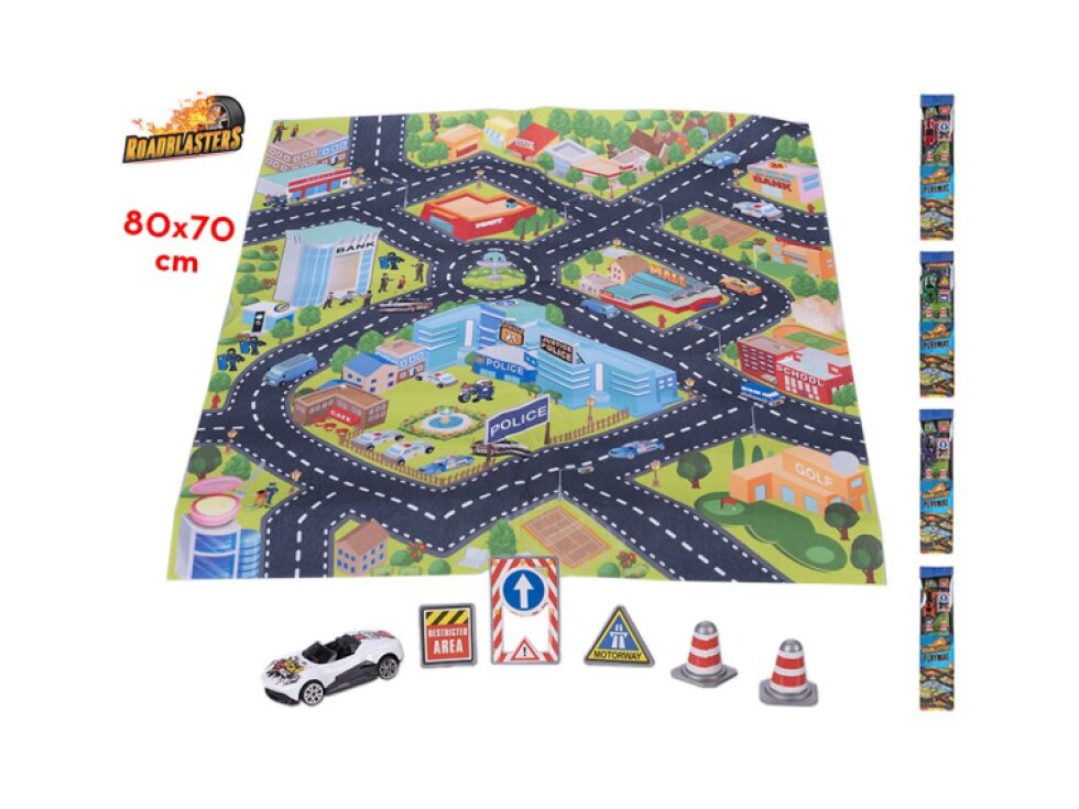 Roadblasters koberec dopravní 80x70cm s doplňky