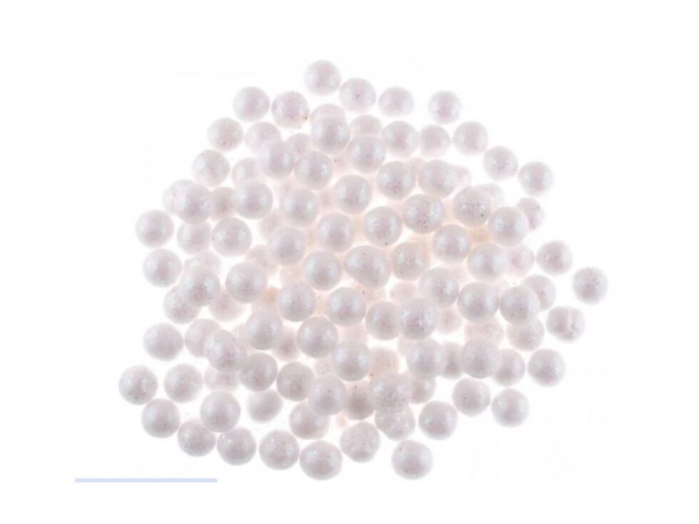 Polystyrenové kuličky GLITTER bílé 1,5cm