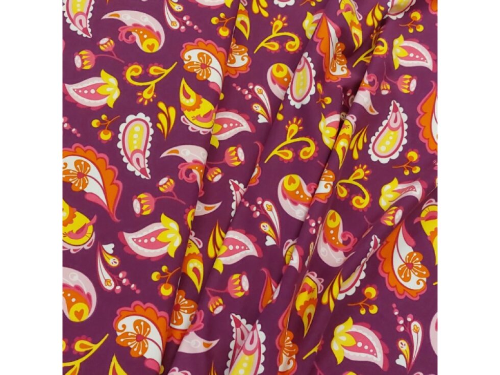 Lillestoff úplet - Růžovo-fialkové kvítí - 220 g/m