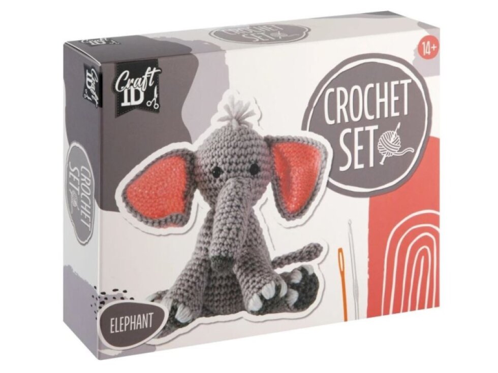 Háčkovaný slon, 15 x 12 cm