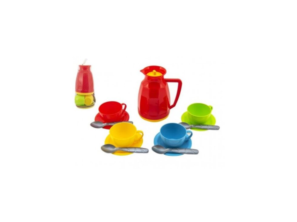 Nádobí do dětské kuchyňky - Sada nádobí na čaj plast 13ks v síťce