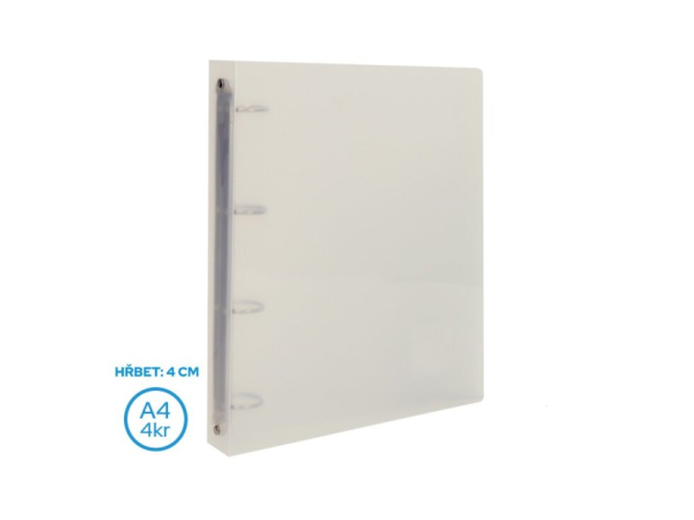 Pořadač A4/40mm 4 kroužkový transparentní