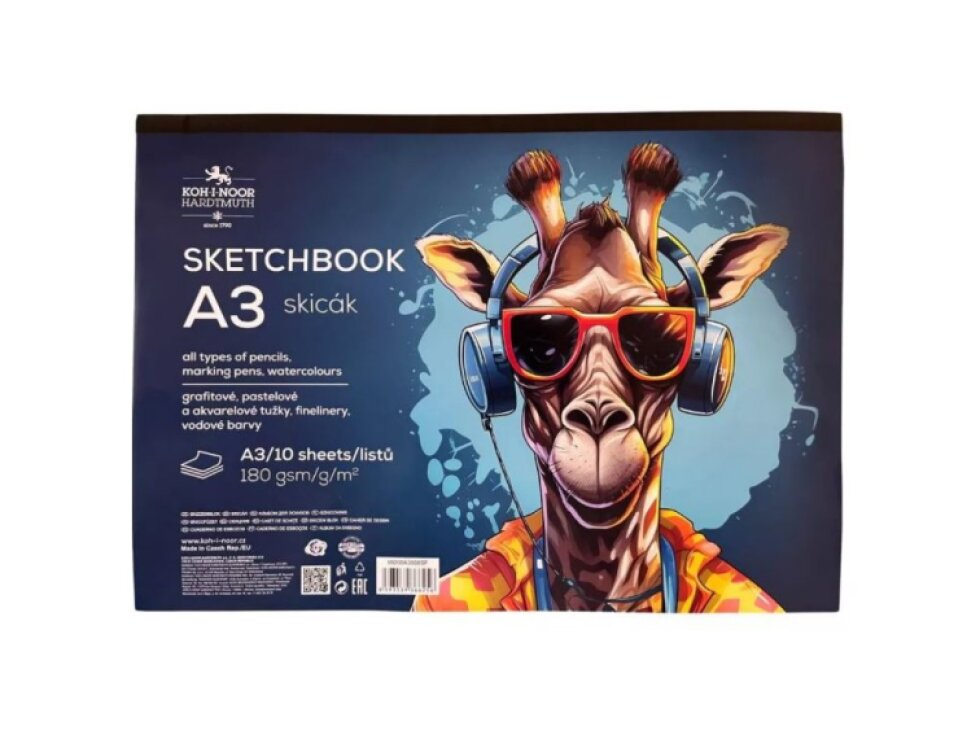 KOH-I-NOOR SKETCHBOOK, 10 listů, bílý skicák A3 na šířku