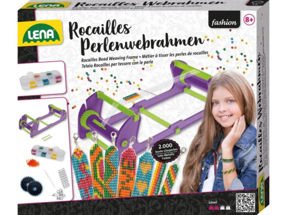 Perličkový tkalcovský korálkový stav plast na náramky+2000ks korálků s doplňky