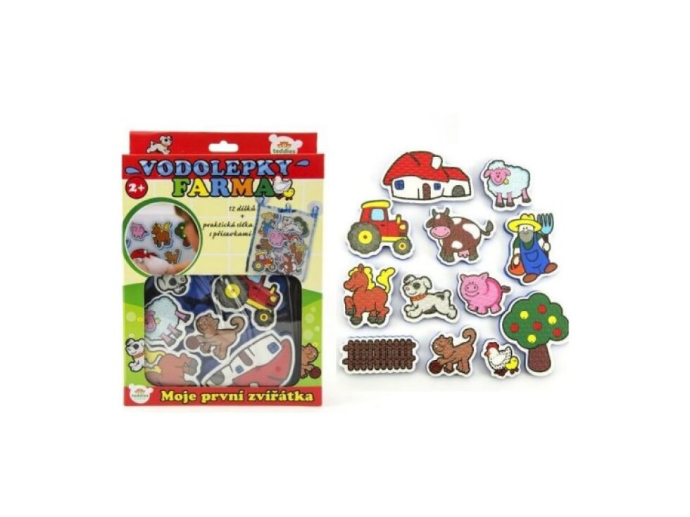 Vodolepky Moje první zvířátka farma pěnová sada se síťkou 12ks