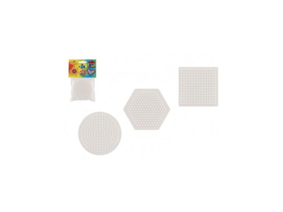 Podložka na zažehlovací korálky Hama MIDI- kolečko,čtverec,šestiúhelník plast 3ks