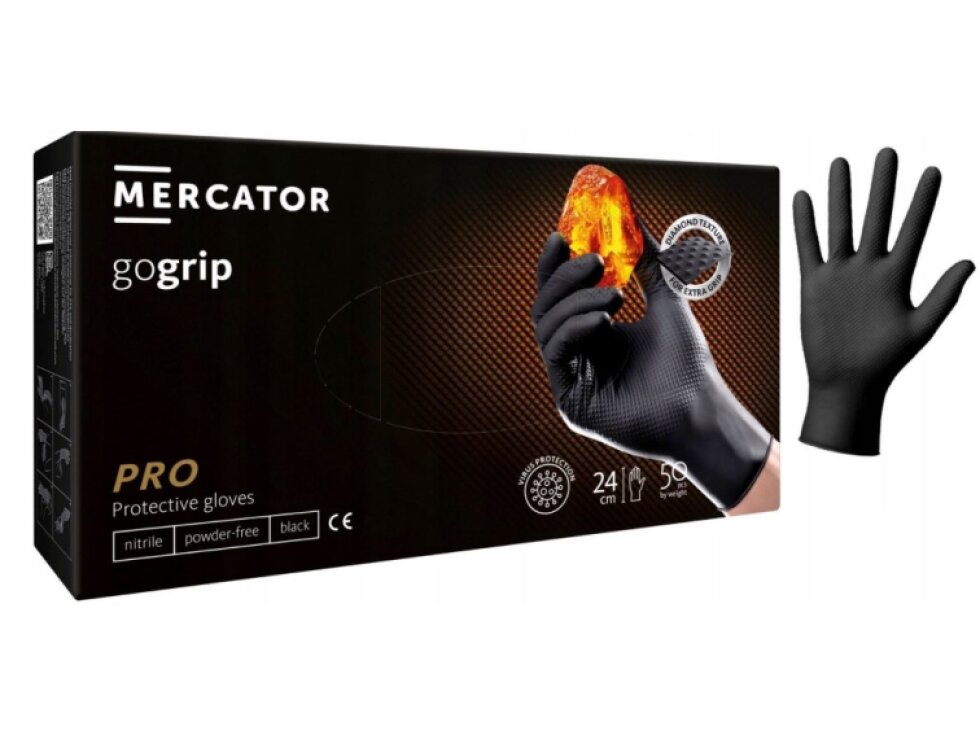 Rukavice NITRILOVÉ rukavice velmi odolné GO GRIP EXTRA porézní 50 ks - XL