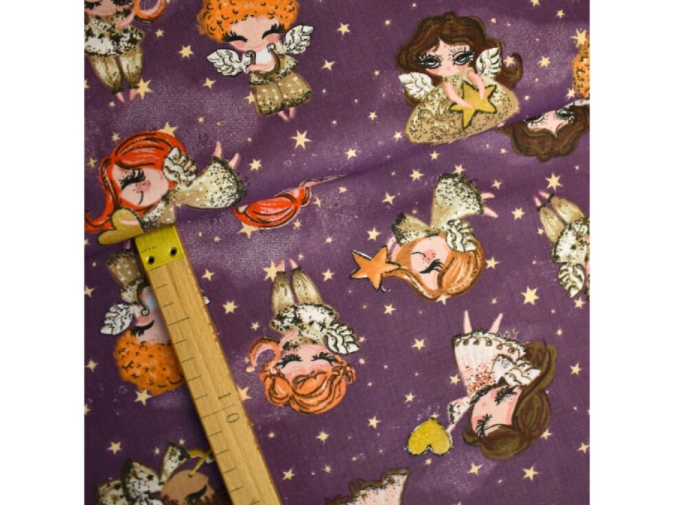 Plátno - Andílci na fialkové