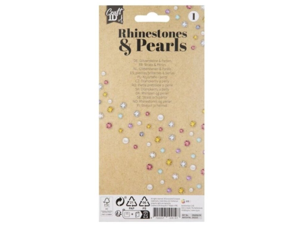 Dekorační kamínky a perly, 212 ks - růžovofialové