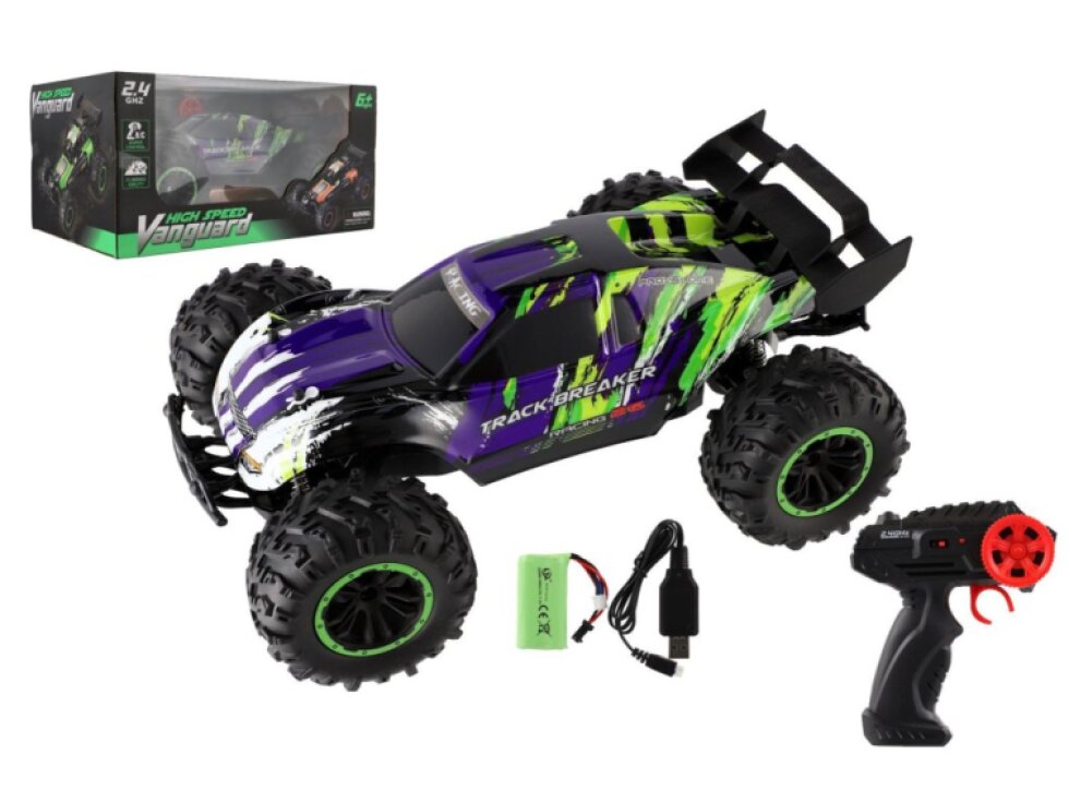 Auto RC Buggy rychlostní 2,4GHz plast 40cm dobíjecí pack+baterie fialové