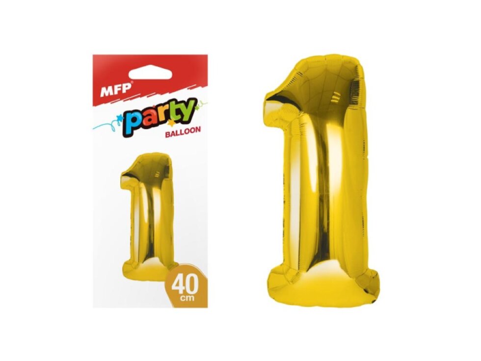 Balónek č. 1 nafukovací fóliový 40 cm - zlatý