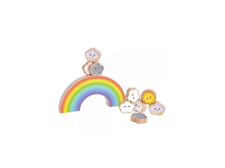 Hra balanční duha s mráčky dřevo 18m+