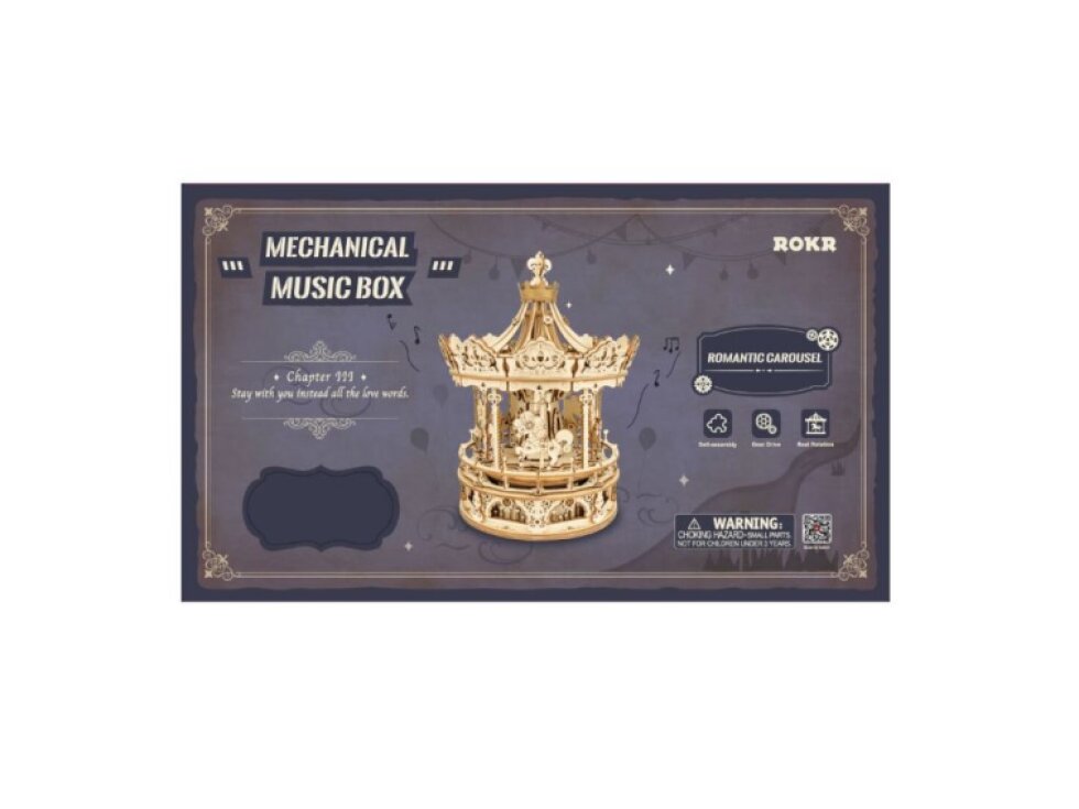 RoboTime 3D skládačka hrací skříňky Romantický kolotoč