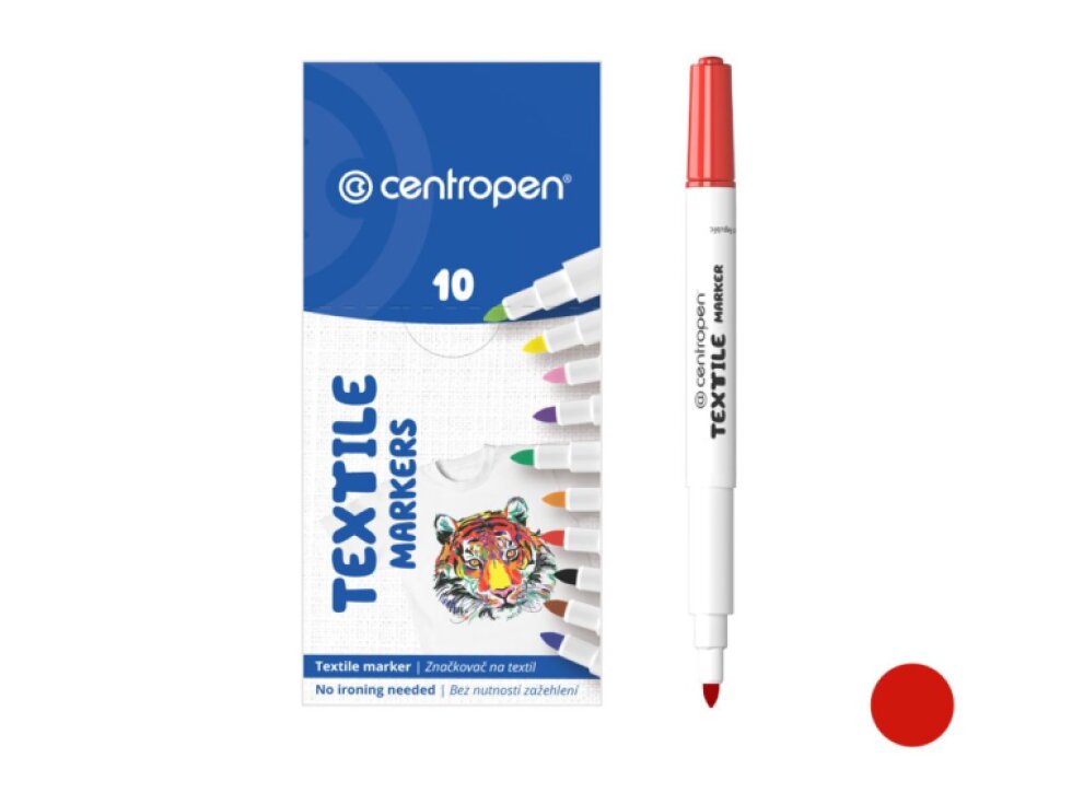 Centropen - textile marker 2739 - červená