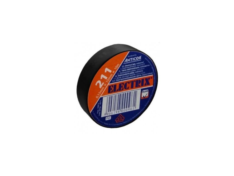 ELECTRIX - Anticor 211P/15mm x 10m PVC černá