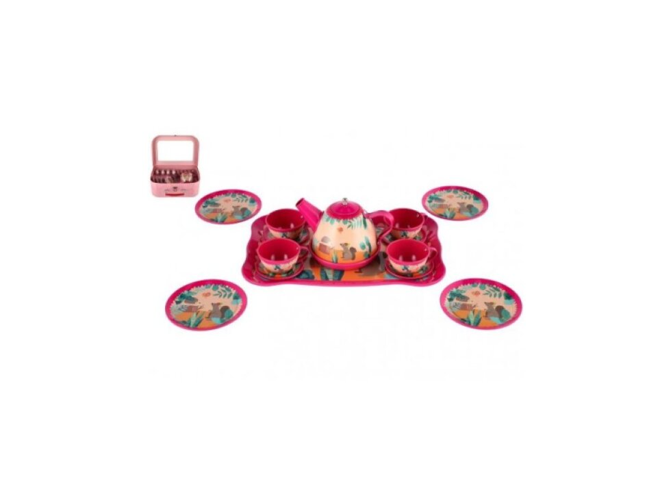 Čajová sada nádobí plech 15ks v kufříku 29x20x10,5cm