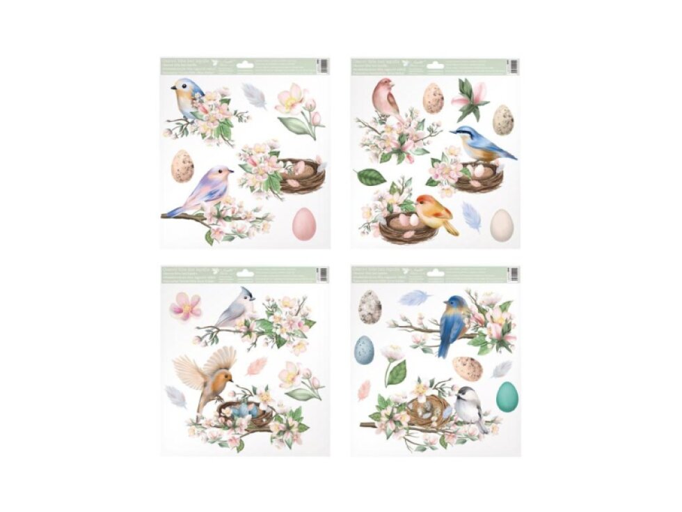 Okenní fólie - Ptáčci s glitry 30 x 33,5 cm