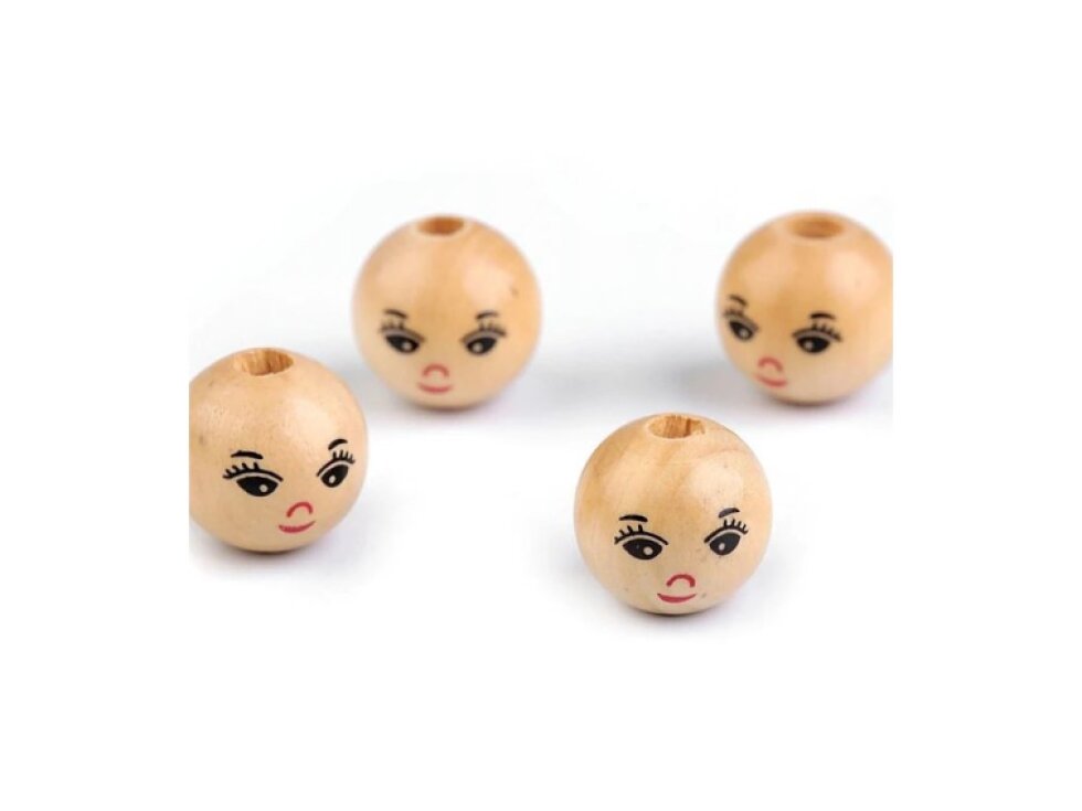 Dřevěné korálky s obličejem Ø14 mm
