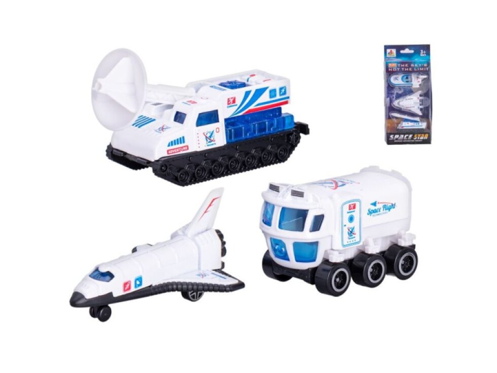 Vesmírná vozidla 5,5-8cm kov volný chod 3ks v krabičce - 2druhy