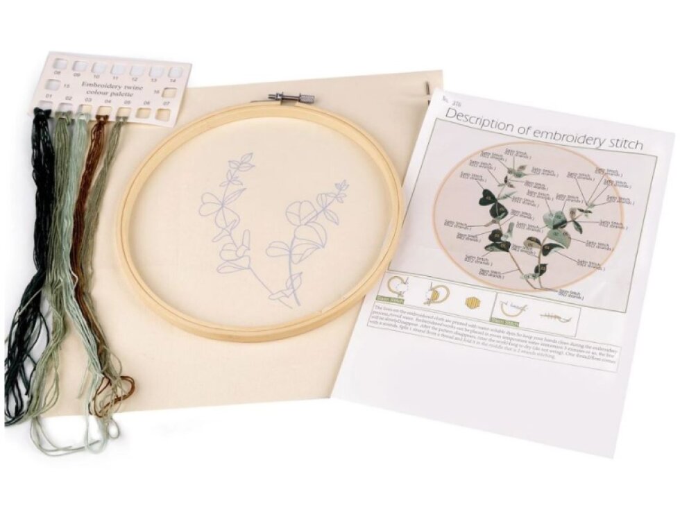 Sada na vyšívání s předtištěným motivem - Eukalipt 2