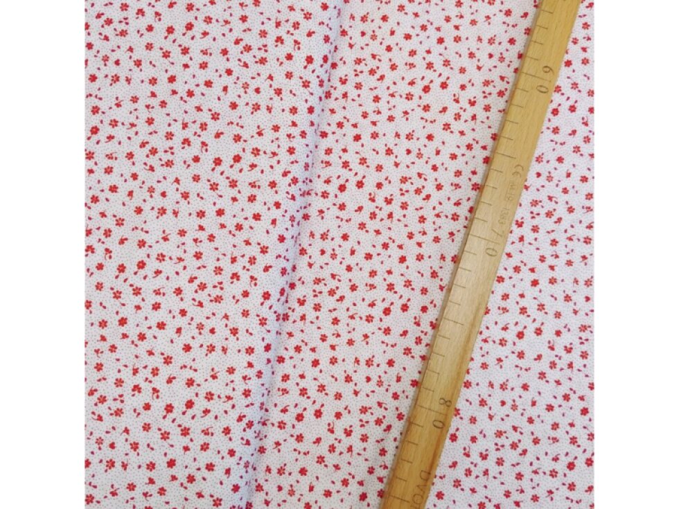 Plátno - Kytičky s puntíčky,š. 160 - Tmavě modrá