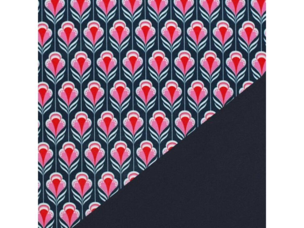 Zimní softshell 10/3 - Retro květy růžovo-modrá