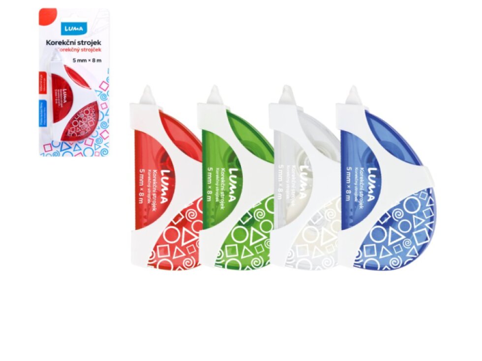 Korekční strojek 5mm x 8m - MIX barev