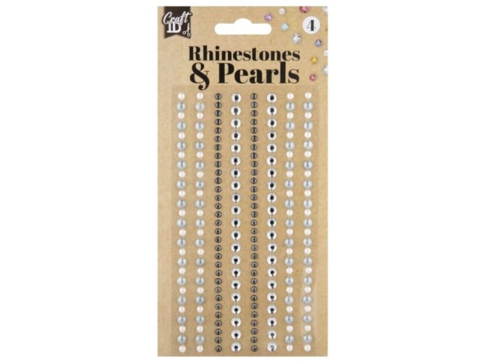 Dekorační kamínky a perly, 212 ks - stříbrošedé