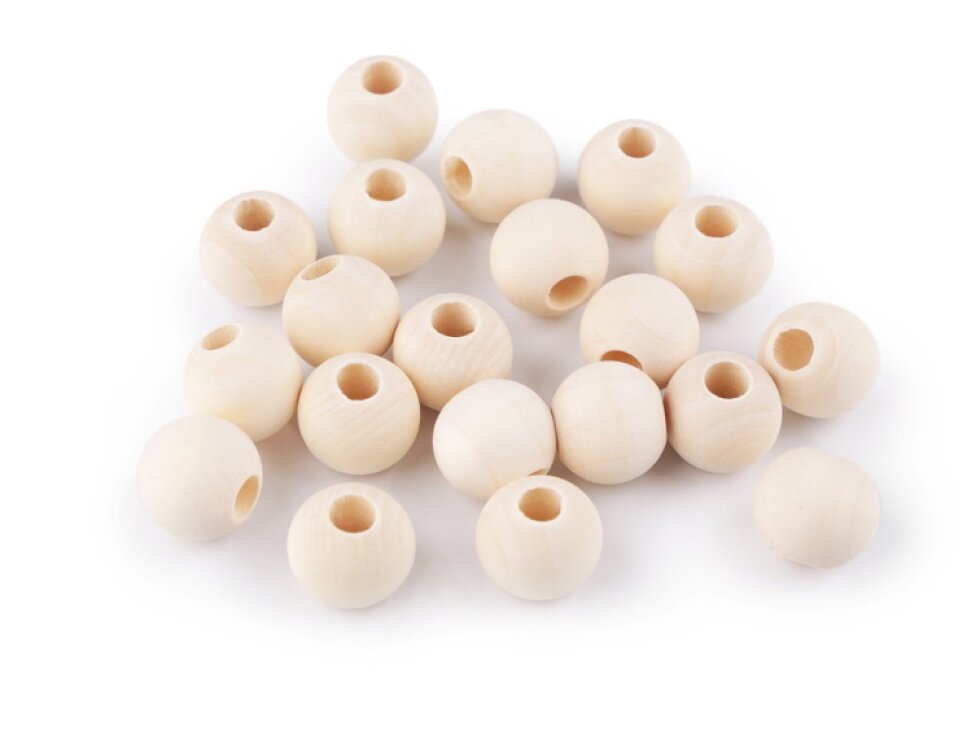 Dřevěné korálky nelakované - 5ks