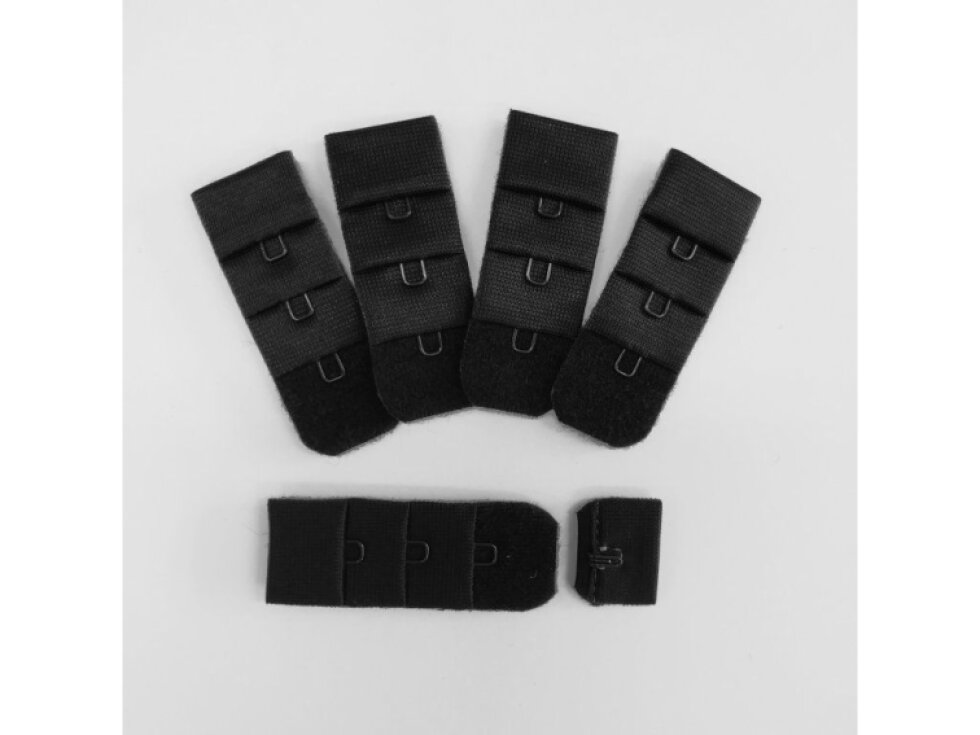 Podprsenkové zapínání - háčky a očka na stuze 3:1 - Černá