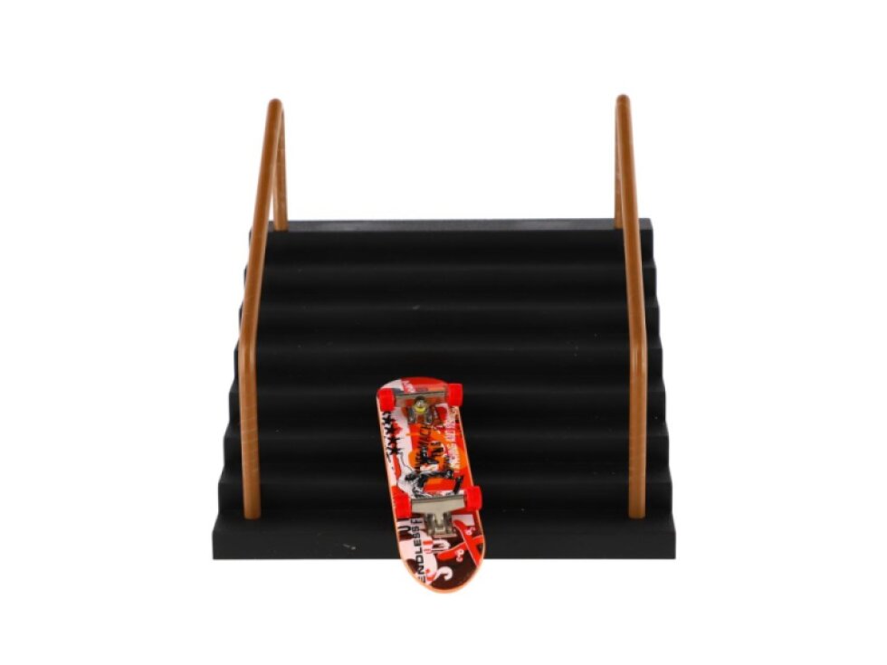 Skateboard prstový plast 9cm se schůdky a zábradlím