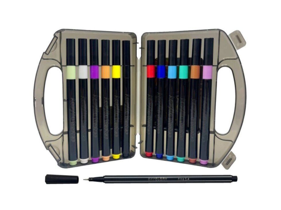 Akrylové štětcové fixy - 12 ks