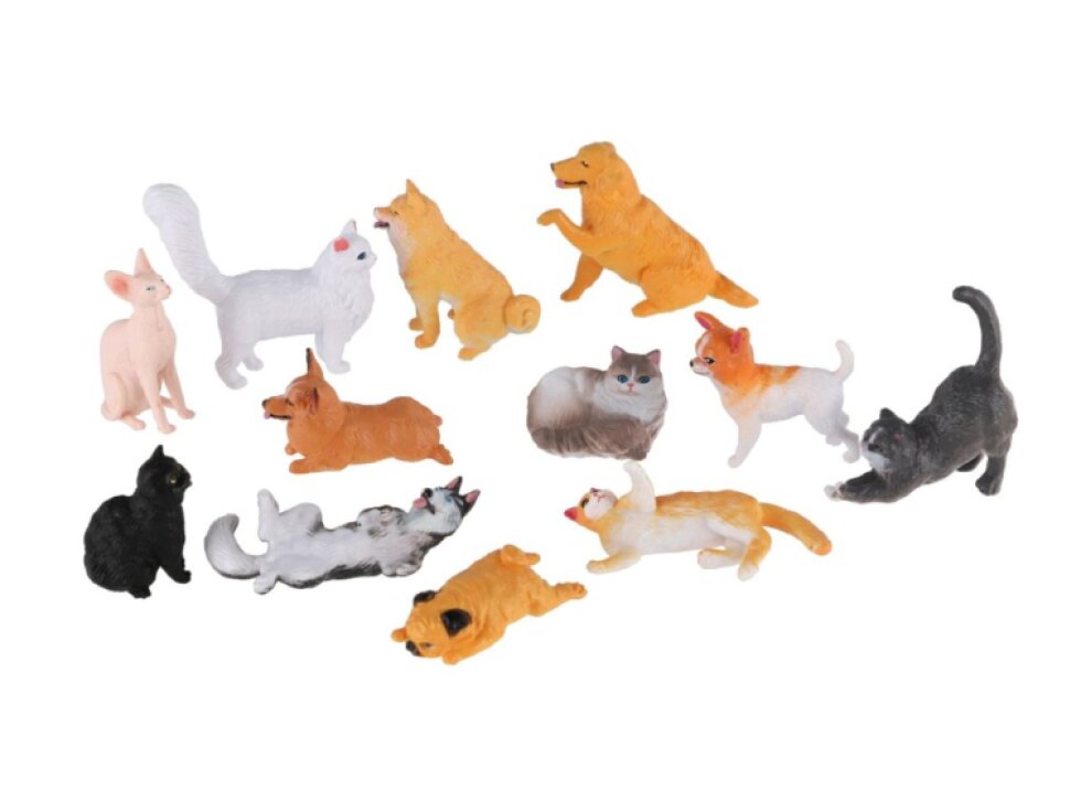 Zvířátko domácí farma plast 5-8cm pes, kočka mix druhů