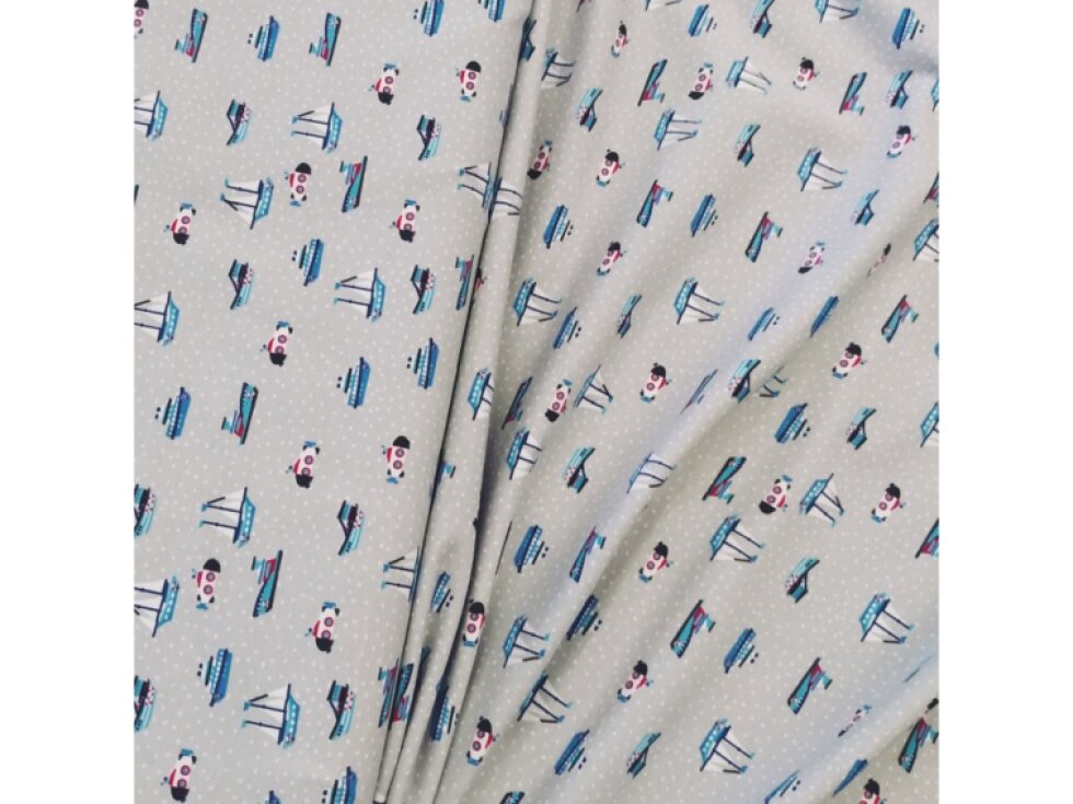 Úplet - Lodičky na šedém puntíku