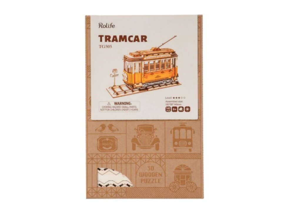 RoboTime - Dřevěné 3D puzzle - Historická tramvaj