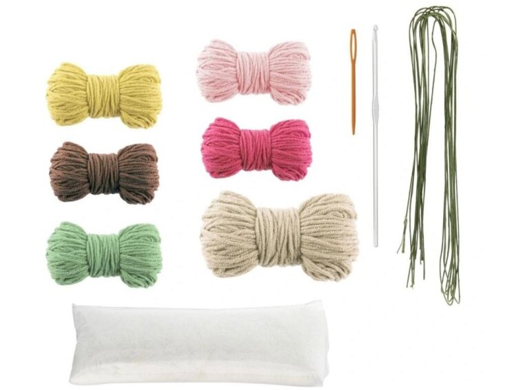 Háčkovaní - Růžová květina v květináči