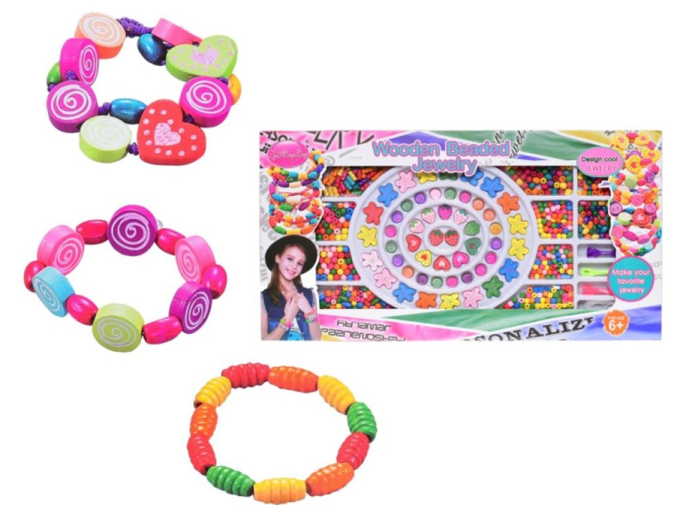 Korálky navlékací dřevěné