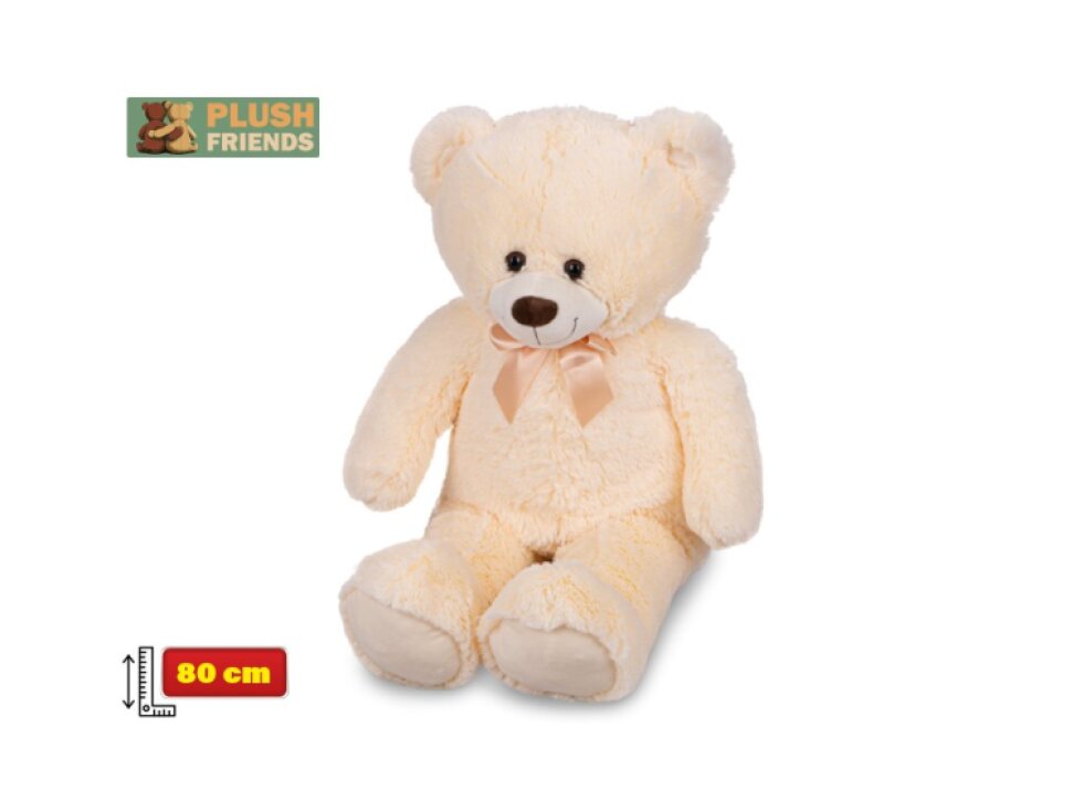 Plush Friends - Medvěd plyšový 80cm, béžový s mašlí 0m+