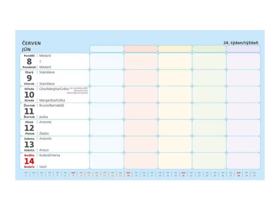 Kalendář Týdenní rodinný plánovací kalendář