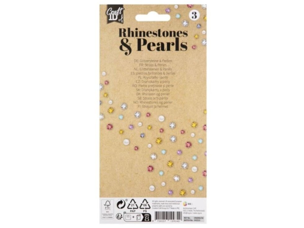 Dekorační kamínky a perly, 212 ks - zlatoměděné