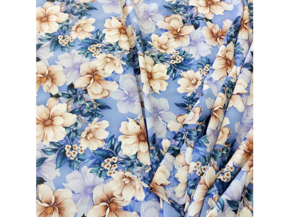 Umělé hedvábí | Silky - Květy na modro-fialové