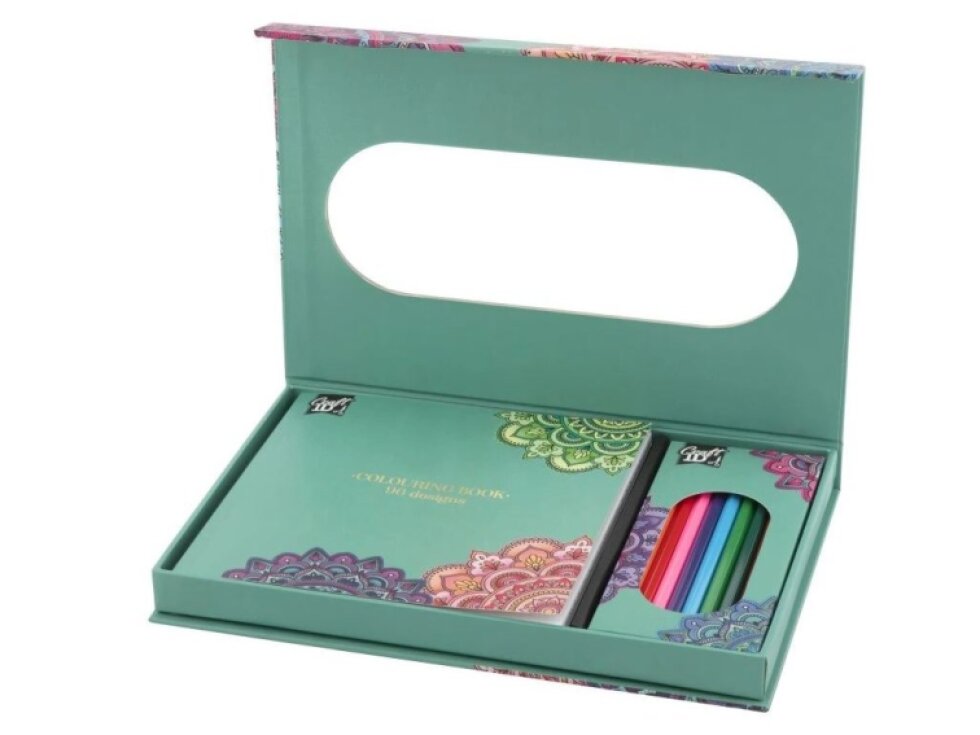 Omalovánková kniha s pastelkami - mandala