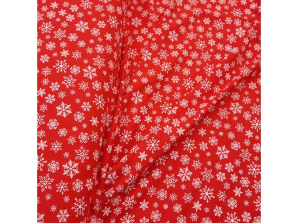 Teplákovina - Vločky na červené š. 180