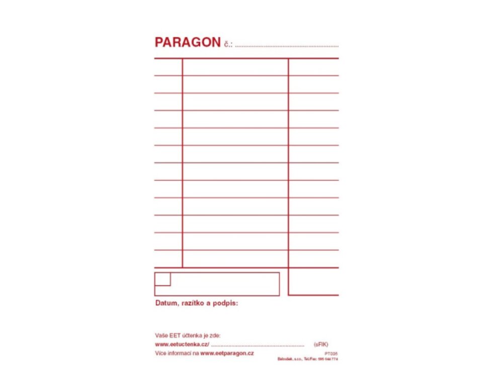 Paragon propisovací - PT 005
